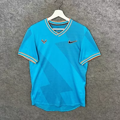 Rafael Nadal Shirt Mens Small Blue NikeCourt Aeroreact Tennis 2019 Monte Carlo • £129.99