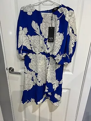 AX Paris Blue Printed Full Top Mini Dress Size 14 • £8.99