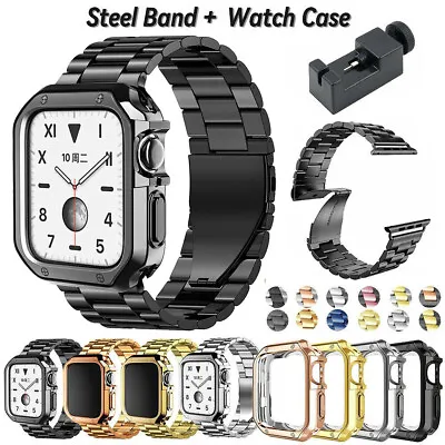 $19.99 • Buy Metal IWatch Strap Band +TPU Case For Apple Watch Series 8 7 41 45 6 SE 5 4 3 21