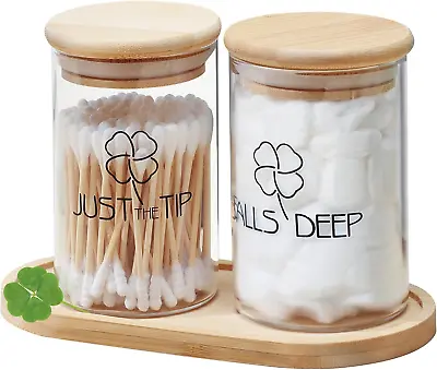 Qtip Holder Bathroom Set Apothecary Jars With Lids For Bathroom Organization B • $9.40
