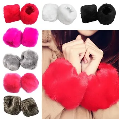 Furry Wrist Cuff Arm Warmer Faux Fur Wrist Cuffs Warm Furry Wristbands • $8.49