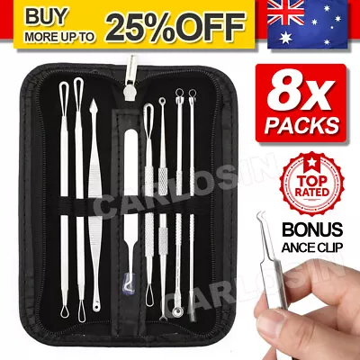 $6.95 • Buy 8Pcs Blackhead Whitehead Pimple Spot Comedone Extractor Remover Popper Tool Kit