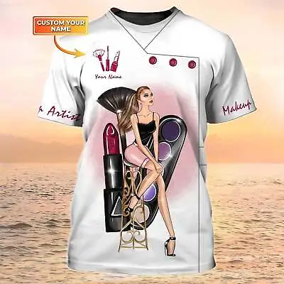 Makeup Artist Custom Beauty Salon Uniform White 3D T-SHIRT BEST PRICE US SIZE • $23.30