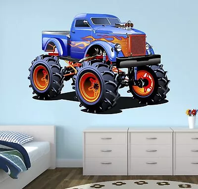 Super Monster Truck Wall Decal Nursery Kids Bedroom Decor Playroom Sticker WM05 • $59.95