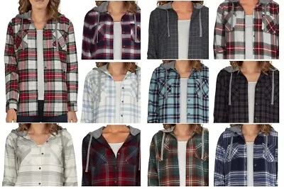 $19.99 • Buy Natural Reflections Hooded Flannel Long-Sleeve Shirt For Ladies Women S M L XL