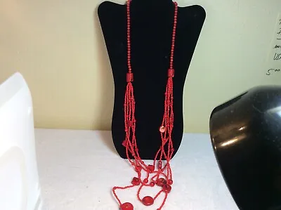 Red Bamboo Coral  Necklace Semi Precious Jewelry • $14