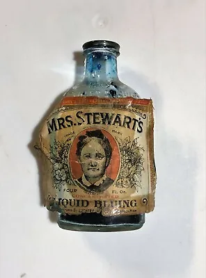 Vintage Mrs. Stewart's 4 Oz Liquid Bluing Duraglas Bottle   • $9.75