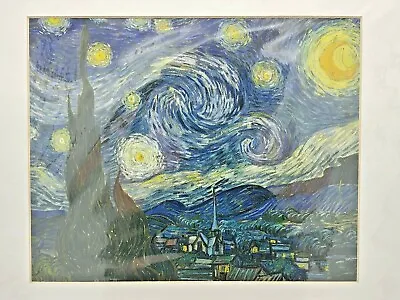 Van Gogh  Starry Night  8.50  X 10.50  Matted Print Wall Art. • $5