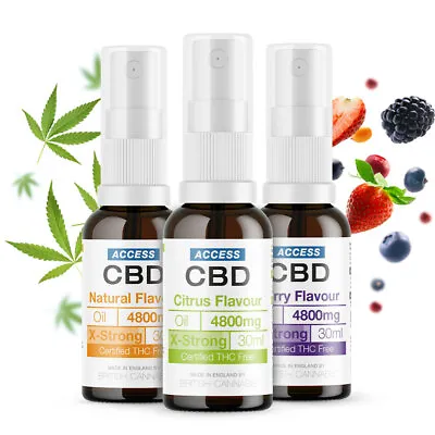 ACCESS CBD Oil Spray 600 To 4800mg THC Free 30ml MCT High Strength CBD Oil Vegan • £15.99