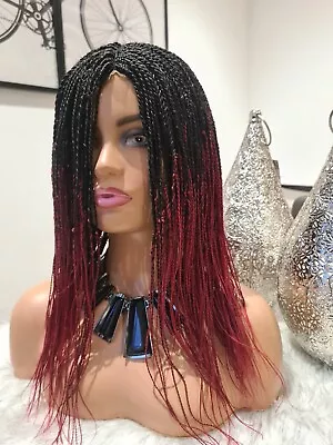 £45 • Buy Beautiful Hand Made Shoulder Lenght Braid Wig . In Black And Burgundy Mix