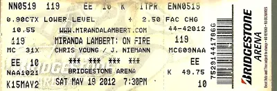 2012 - Miranda Lambert On Fire Tour - Full Ticket • $10
