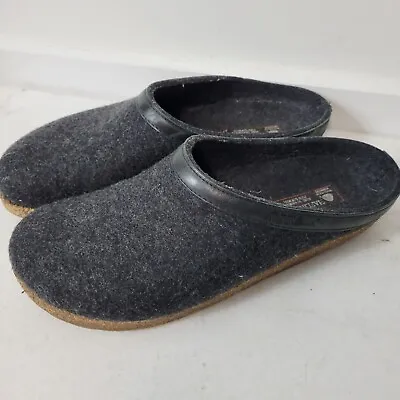 Haflinger Size 47/14 Men's Grizzly Wool Leather Trim Charcoal Clog Mules Slip-On • $37.02