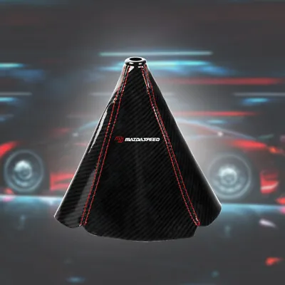 MAZDASPEED Black Carbon Fiber Shift Boot Stitch 4 Gear Cover Shifter Shift Knob • $14.88