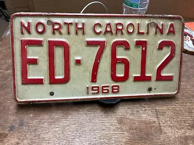 License Plate Tag Vintage 1968 North Carolina ED 7612 Rustic • $16.25