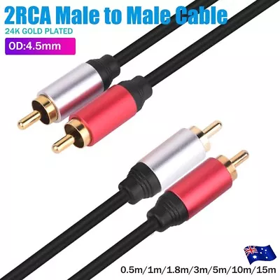 Premium 2 RCA To 2 RCA Stereo Audio Cable Cord Male-Male Gold Plated 0.5m ~ 10m • $7.95