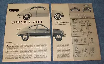 1959 Saab 93B & 750 GT Vintage Road Test Info Article  A Brace Of Beauties...  • $13.99