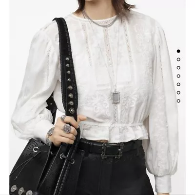 $49 • Buy Zara Limited Edition Embroidered Top Blouse Oyster White Xs,s,m Nwt