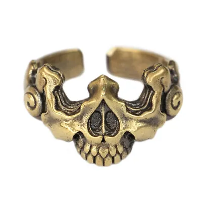 LINSION Rings Brass Half Skull Face Mens Biker Punk Jewelry BR275D US 7~15 • $17.99