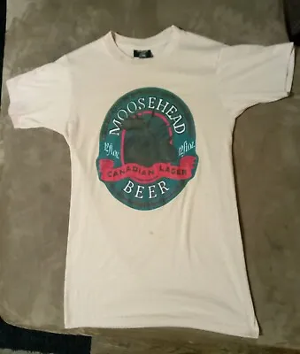 VTG 1980's Moosehead Beer Tee Beige Medium Sneakers Ladies Night Shirt? OFFER? • $6.99