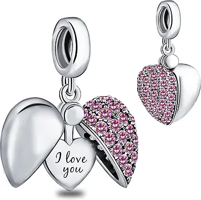  I Love You Dangle Charm Love Heart Bead For Women Girls Wife Mom Daughter Frien • $16.99