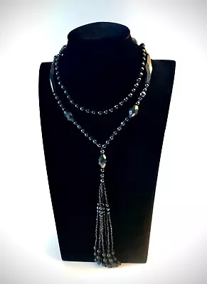 RARE Whitby Jet Sautoir Necklace Antique Victorian Estate 29 + 6  53.3g Mourning • $375