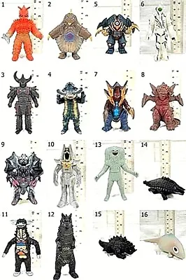 Rare Vintage Ultraman Kaiju Monster Alien Soft Vinyl Figure No 1-16 Bandai Lot 3 • $3.99