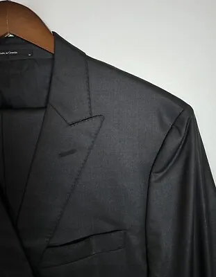 #402 Versace Collection Wool Blend Peak Lapel Charcoal Suit Size 44 R • $350