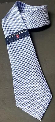 Saddlebred NEW Necktie Royal Blue/White Small Classic Houndstooth Print Tie NWT • $8.99