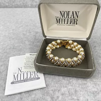 NOLAN MILLER Once In A Lifetime Faux Pearl Crystal Braceletw/ Box - 7  • $59.99