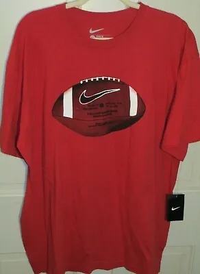 NWT Nike College Game Ball Football Graphic Men's Red Loose Fit Shirt XL SWOOSH • $42.46