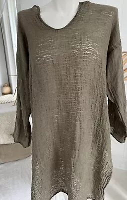 La Bottega Di Brunella Tunica Marocco Fossile Khaki Tunic Dress Top Sz Medium • $170