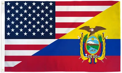 USA & Ecuador Combo Flag 3x5ft Novelty Flag Ecuador & USA Combination Flag • $9