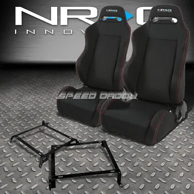 Nrg 2 Type-r Red Stitches  Racing Seats+bracket For 89-98 Nissan 240sx S13 S14 • $432.86
