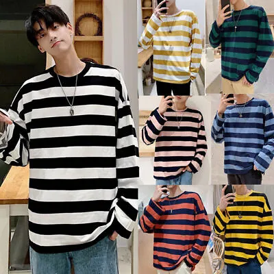 Top T Shirt Fancy Dress And Long Sleeve Black White White Striped Sleeve Men • $12.71