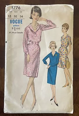 Vintage ORIGINAL 1960s VOGUE Dress Sewing Pattern Vogue 5776 • $7.99