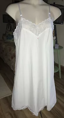 VTG NEW OLD STOCK WHITE 100% Cotton Slip Nightgown VELROSE- “Size 38” NEW 9372 ! • $29