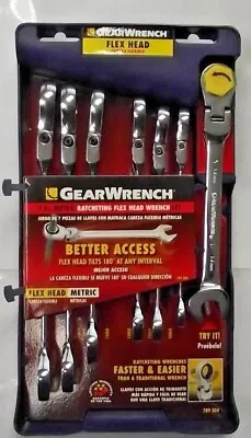 GearWrench 789504 7 Piece Metric Ratcheting Flex Head Wrench Set 10-18 MM • $55