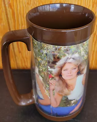 1977 Vintage Farrah Fawcett Thermo-Serv Coffee Cup Mug Made In USA Brown Tall • $31.50