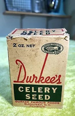 Vintage Durkee's CELERY SEED Opened 2 Oz Net Paper Box 40's/'57 • $7