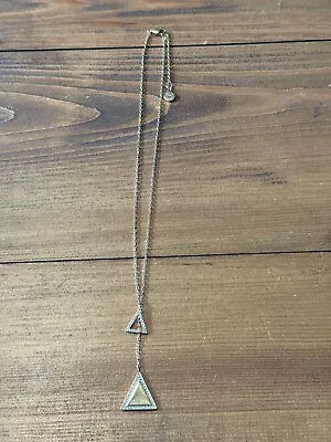 Michael KORS Gold & Silver Tone Pave Double Triangle Sliding Pendant Necklace • $89.95