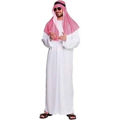 Arab Sheikh Costume Mens Adult Fancy Dress Outfit Sahara Stag Do Desert Robe • £13.99