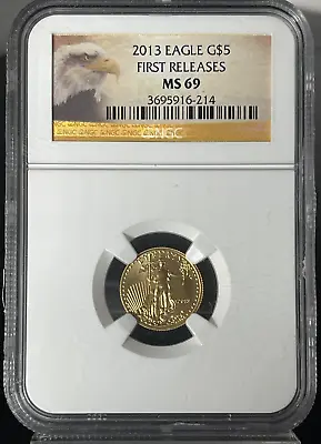2013 1/10 Oz Gold Eagle MS-69 NGC (First Releases Eagle Label) • $295