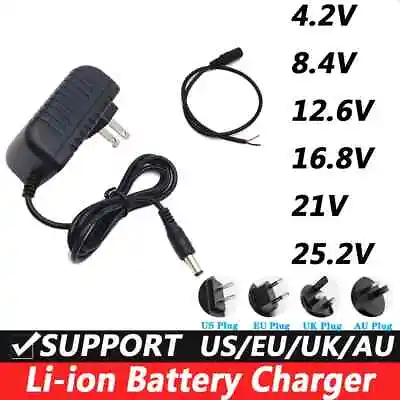 Universal DC Charger Adapter 4.2V 8.4V 12.6V 21V 25.2V 1A 2A For Li-ion Battery • $7.69