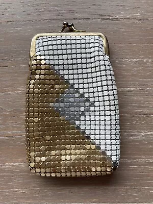 Vtg Soft Metallic Mesh Cigarette Case With Gold Silver And White Colors • $28