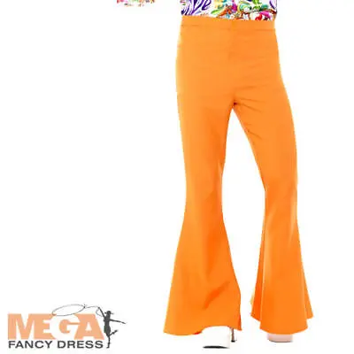 £15.49 • Buy Orange Flared Trousers Mens 60s 70s Fancy Dress Groovy Disco Hippy Adult Costume