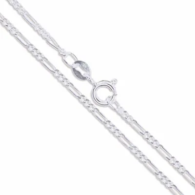 Sterling Silver Diamond-Cut Flat Figaro Link Chain Solid 925 Italy Necklace • $8.63