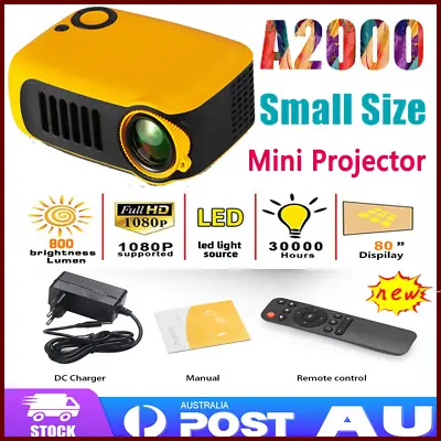 $73.88 • Buy A2000 MINI Projector 4K Home Cinema 3D LED Video Projector 1080P Smart TV