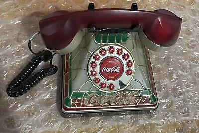 Coca-Cola Telephone Tiffany Style LightUp Stained Glass Vintage Landline No Plug • $16