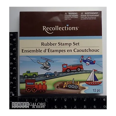Recollections Rubber Stamps Foam Mounted 12 Pcs Boys Trucks Planes Trains #w05 • $6.39