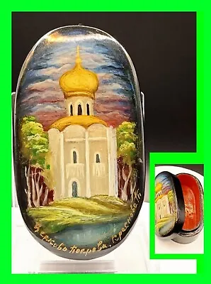 Stunning Quality Painting Vintage Russian Lacquer Snuff Box Signed • $349.99